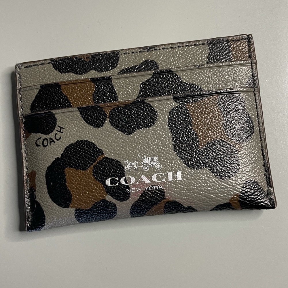 COACH Camouflage card holder- gray
